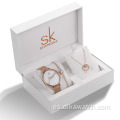 Juego de regalo de joyería de moda SK Luxury New para mujer con collar de pulsera, reloj de cuarzo de lujo, regalo de Navidad para mujer, regalo